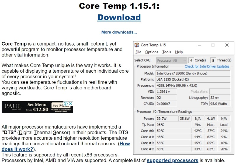 cpu temperature monitor softwares